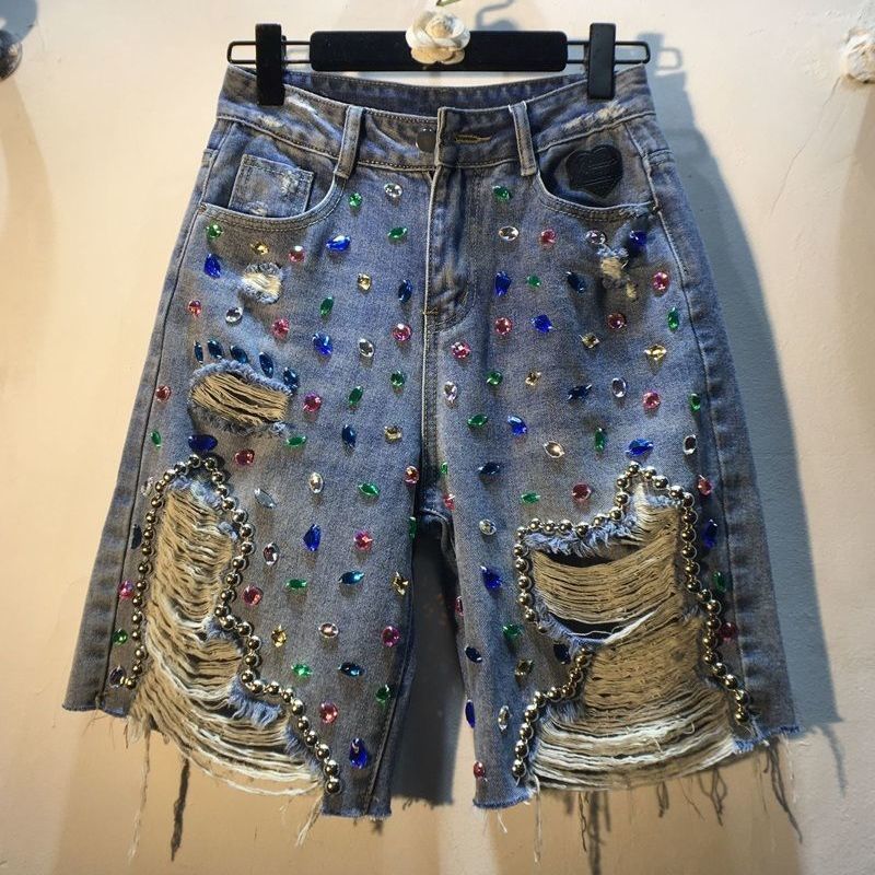 Blue Denim High Waist Pants Luxury Clothing For Women - Blue / S