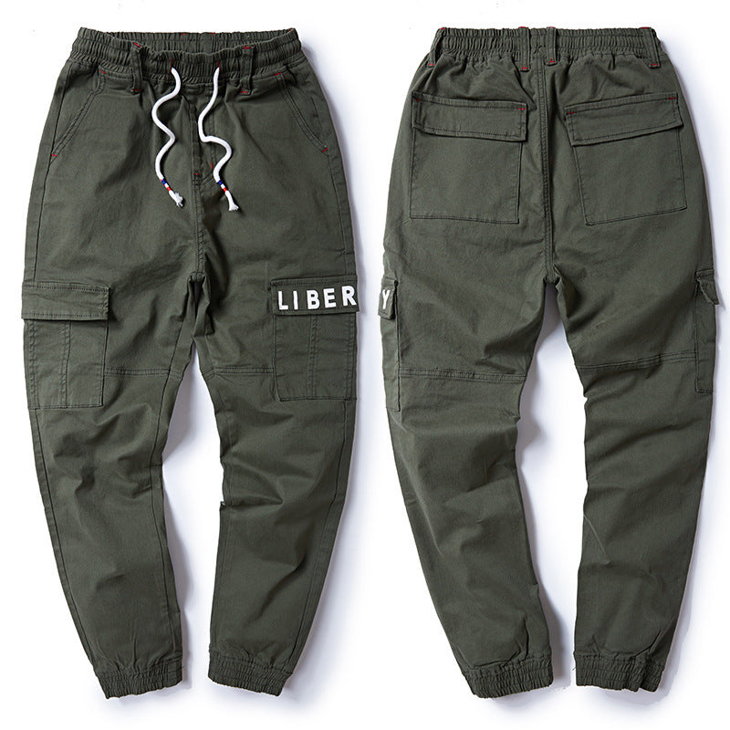 Four seasons elastic elastic elastic waist corset pants for men - Army Green / 3XL