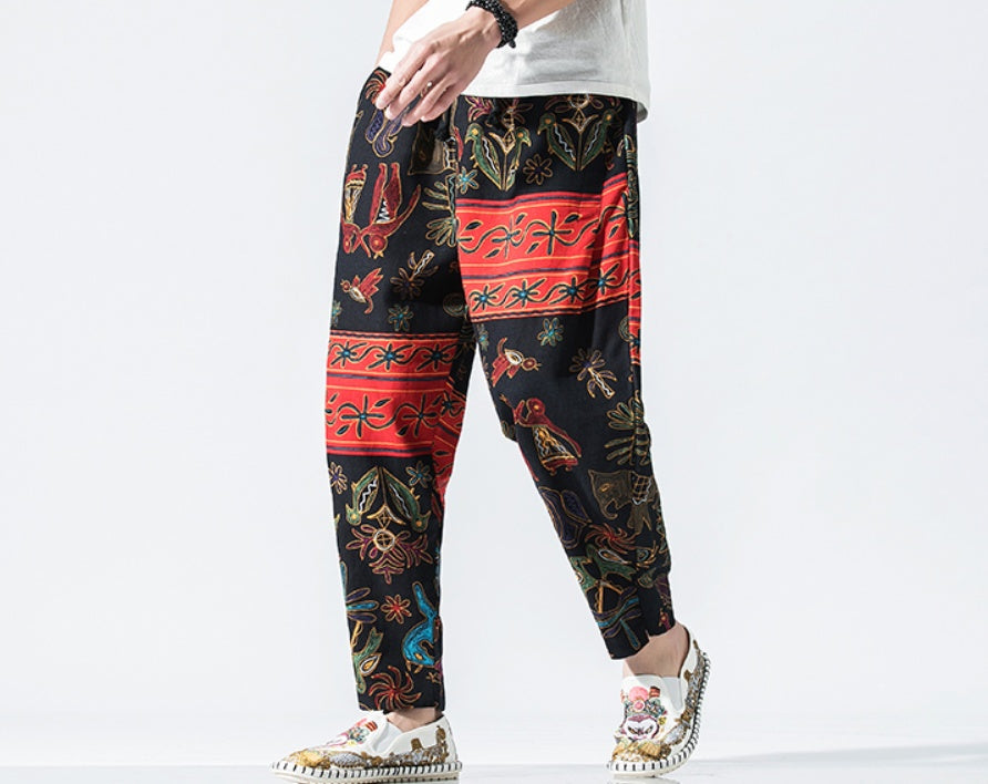 Chinese Style Small Foot Lantern Nine Pants - Sun flower / 3XL