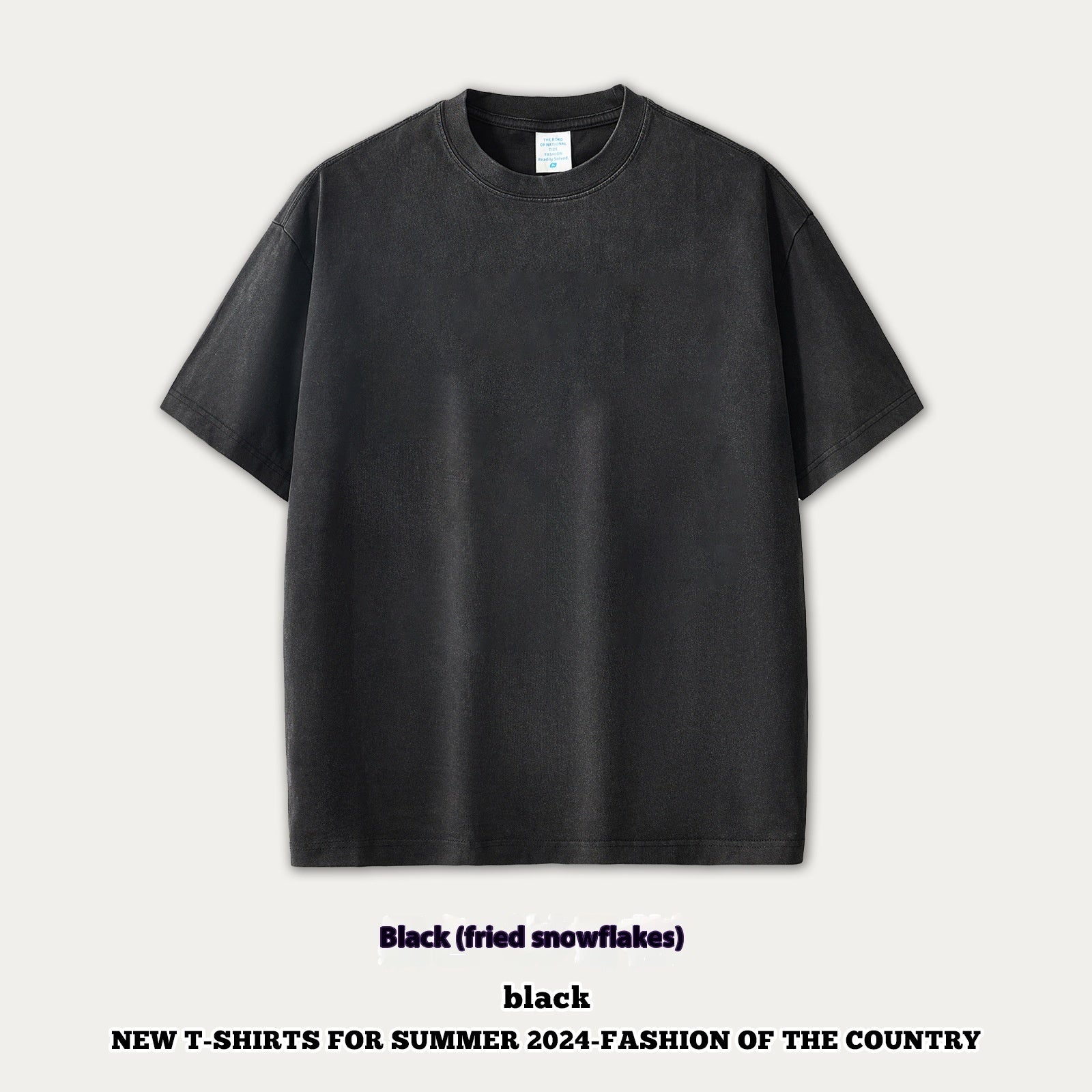 Street Dopamine Pure Cotton Washed Old Short Sleeve - Black / S