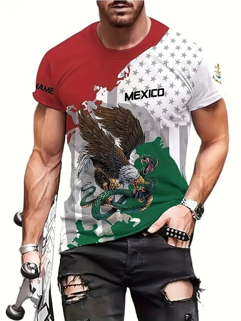 Eagle And Snake T-shirt Loose Round Neck Men’s Short Sleeve T-shirt - AT2024AB827 / S