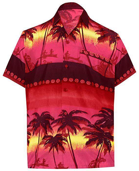 Hawaii Beach 3D Printed Short Sleeve - Red / M