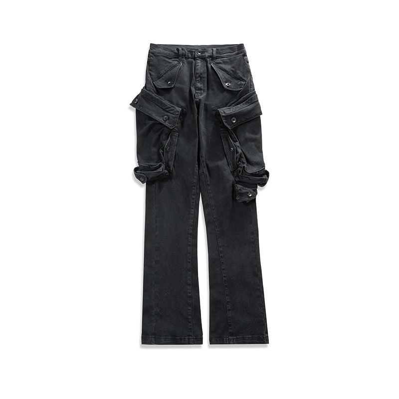 High Street Washed And Worn Multi-pocket Harem Shell Pants Men - Black / M