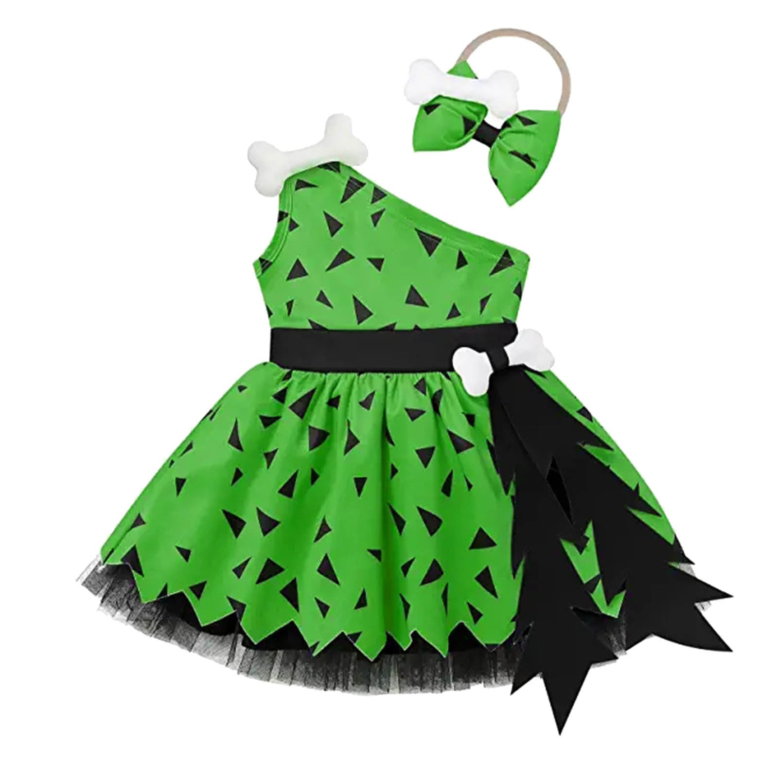 Girls Fashion Simple Halloween Mesh Costume Suit - Green / 70cm