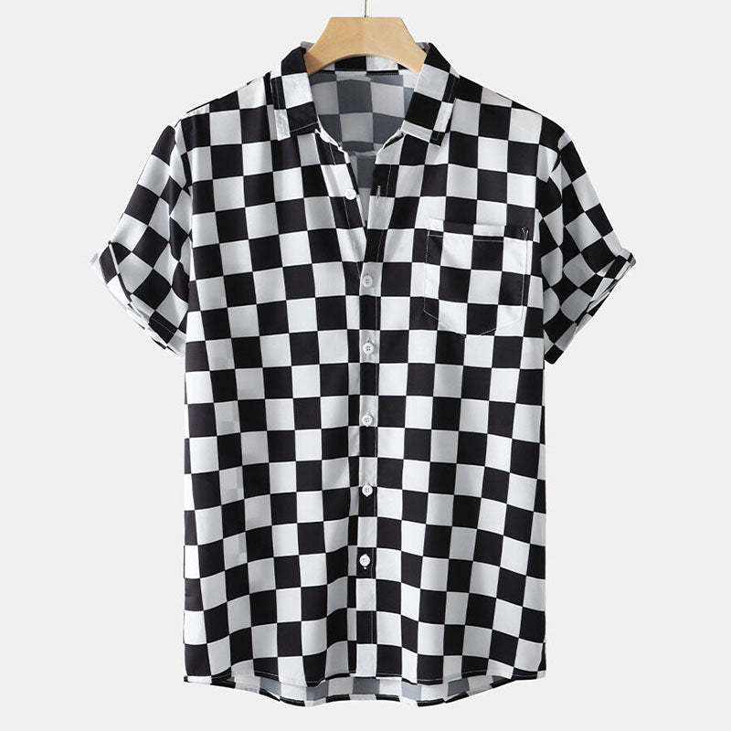 New Short-sleeved Shirt Hawaiian Vacation 3D Printed Casual All-matching Men’s Clothing Top - White / S