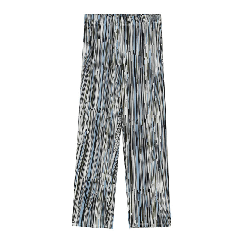 Ink Folds Drape Loose Straight-Leg Casual Mopping Pants - Grey / M