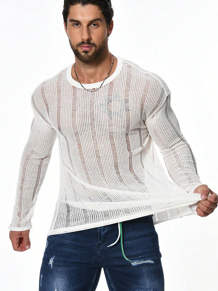 Long Sleeve Loose All-matching Sweater Men’s - White / S