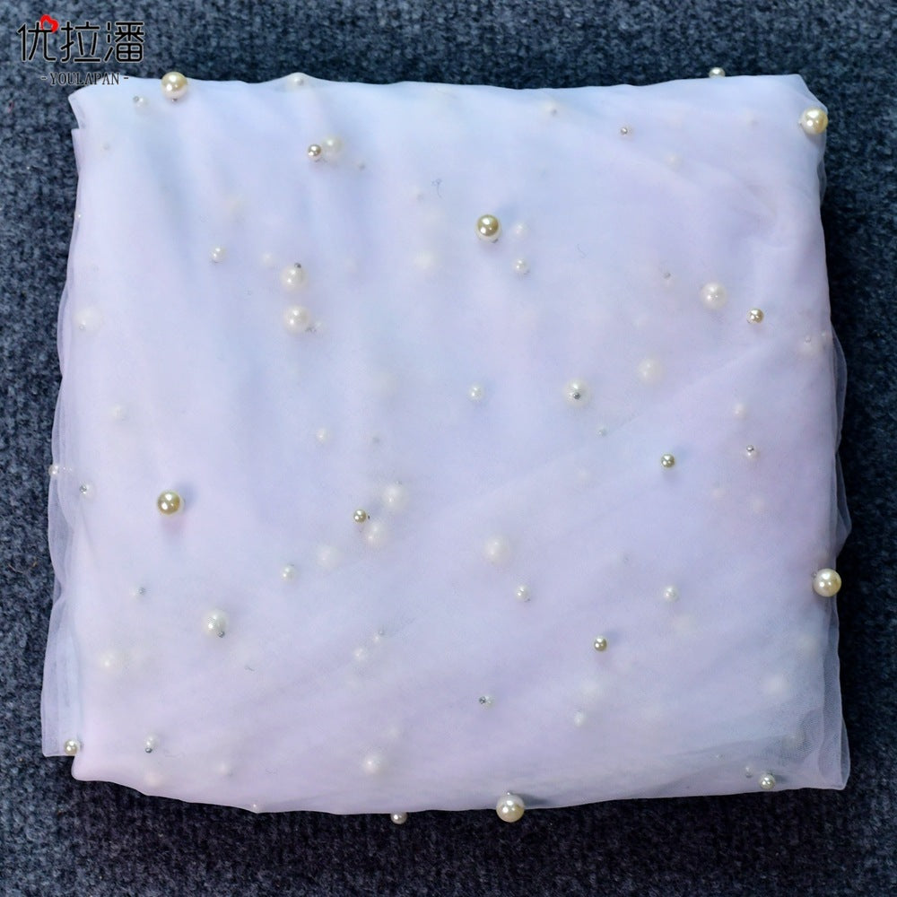 Luxury Heavy Industry Bridal Pearl Veil - White Dyed Yarn / 300x300cm