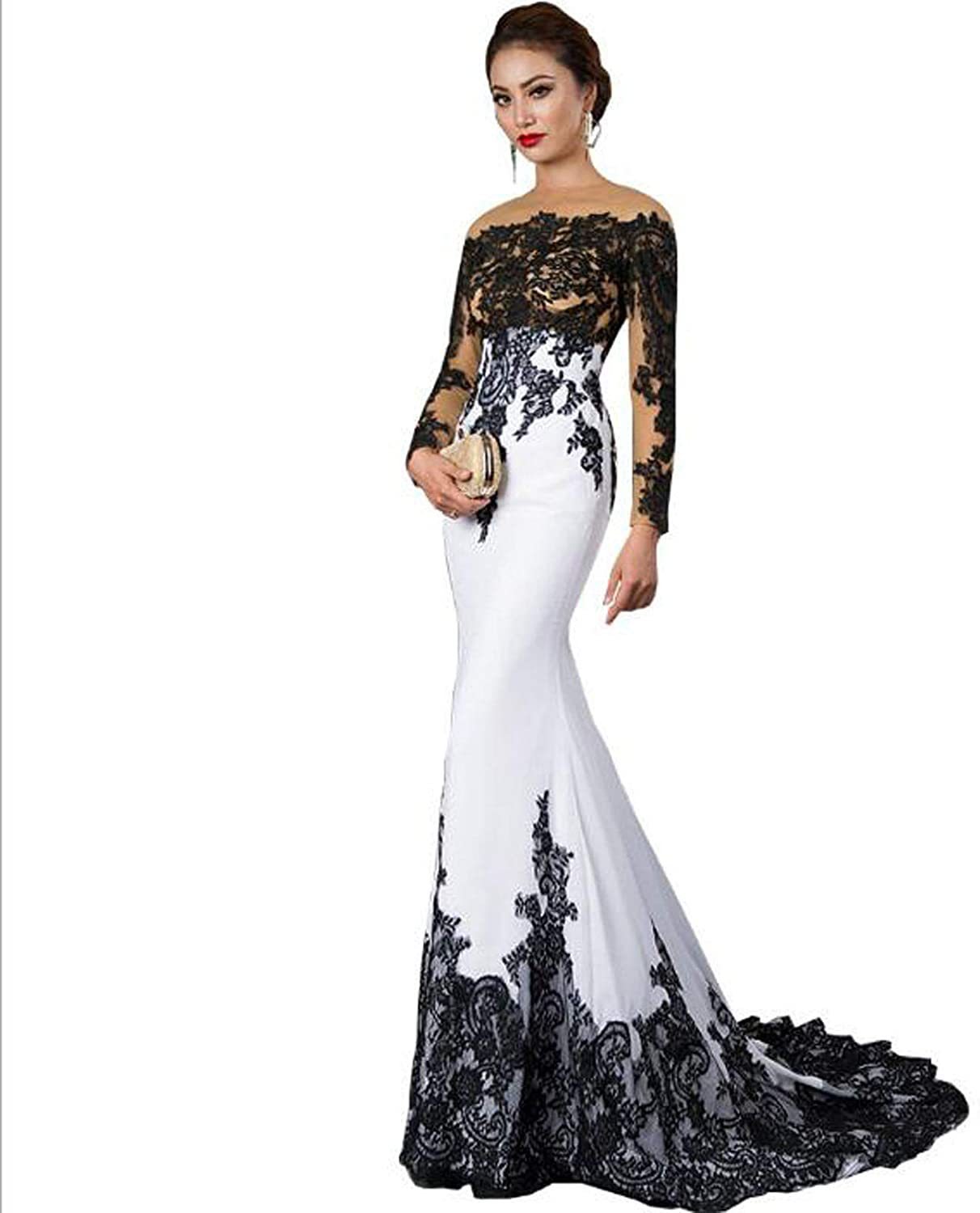New Slim Mermaid Tail Wedding Dress - White / US2
