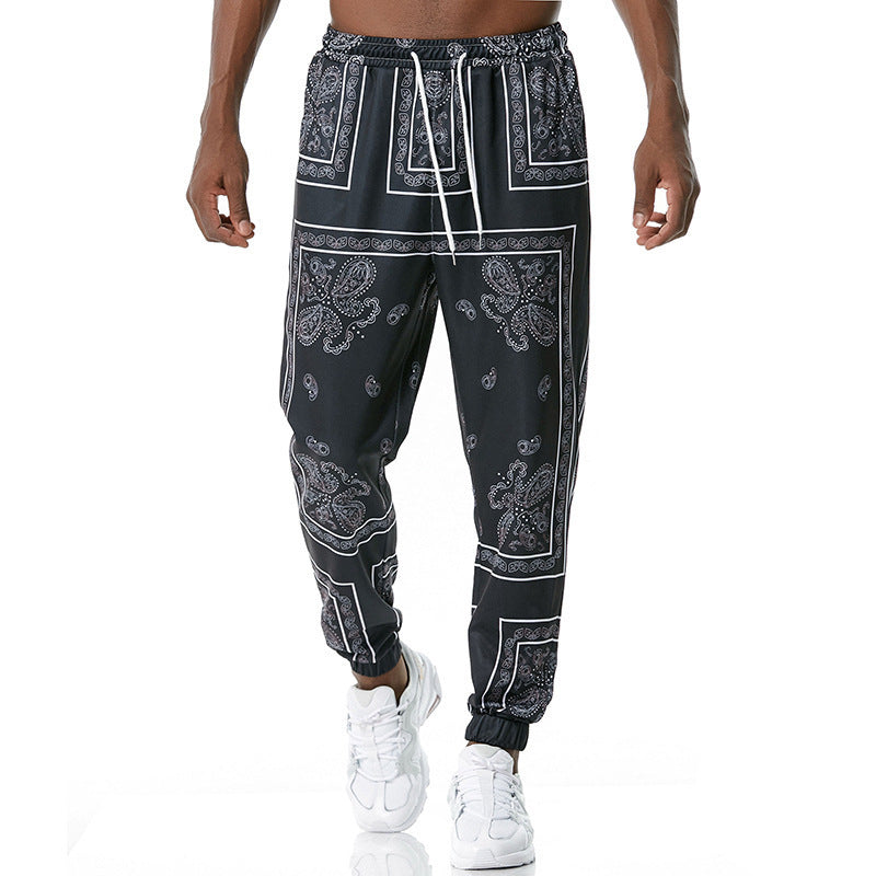Retro Printed Jogging Pants Casual Sweatpants - Color / S