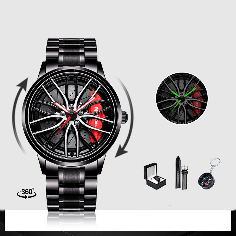 Rotating Red Pointer Quartz Watch For Men - Style
