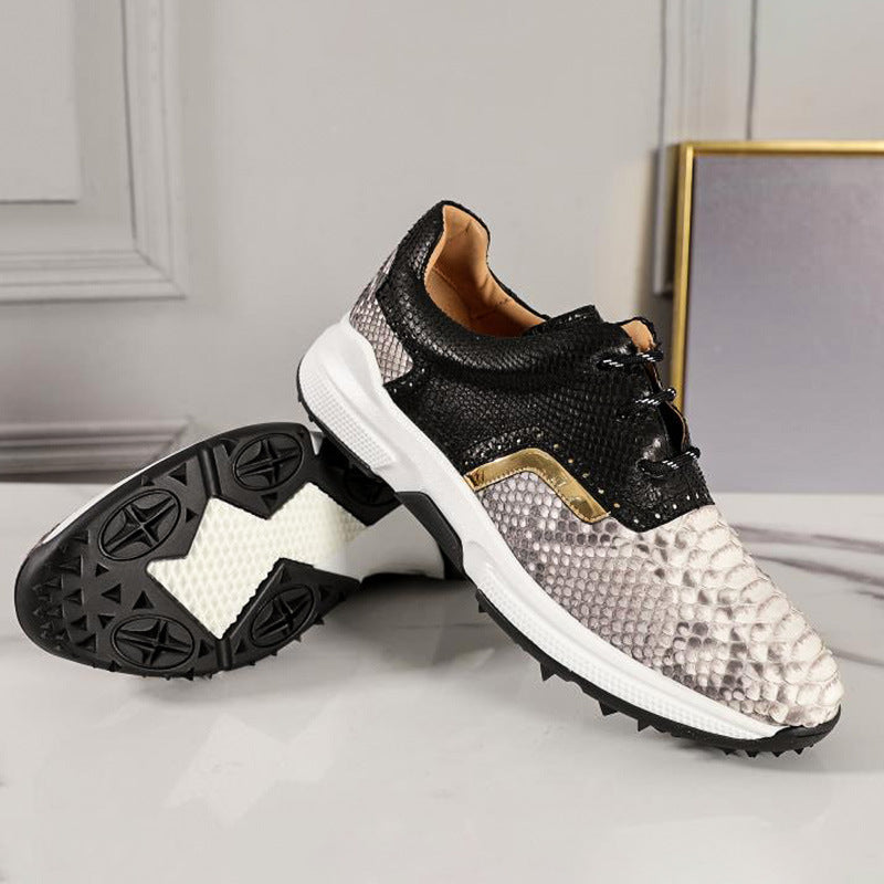 Round Head British Style Sneaker Breathable Snakeskin - As Shown In The Picture / 38