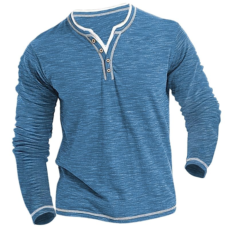 Comfortable Soft Stretch Henley Shirt T-shirt - CXCM Sky Blue / S