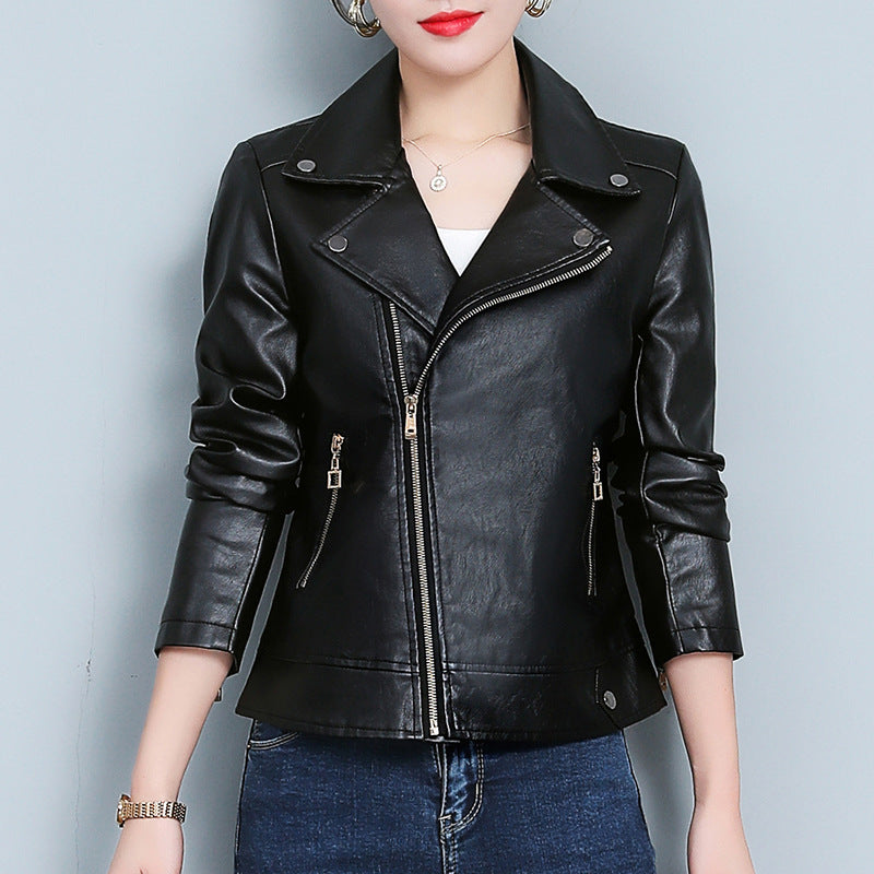 Leather Jacket Versatile Short Coat - Black / M