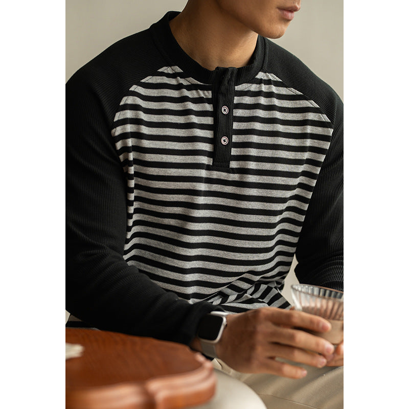 Men’s Spring Leisure Loose Bottoming Shirt Men - Flower Dark Gray / M