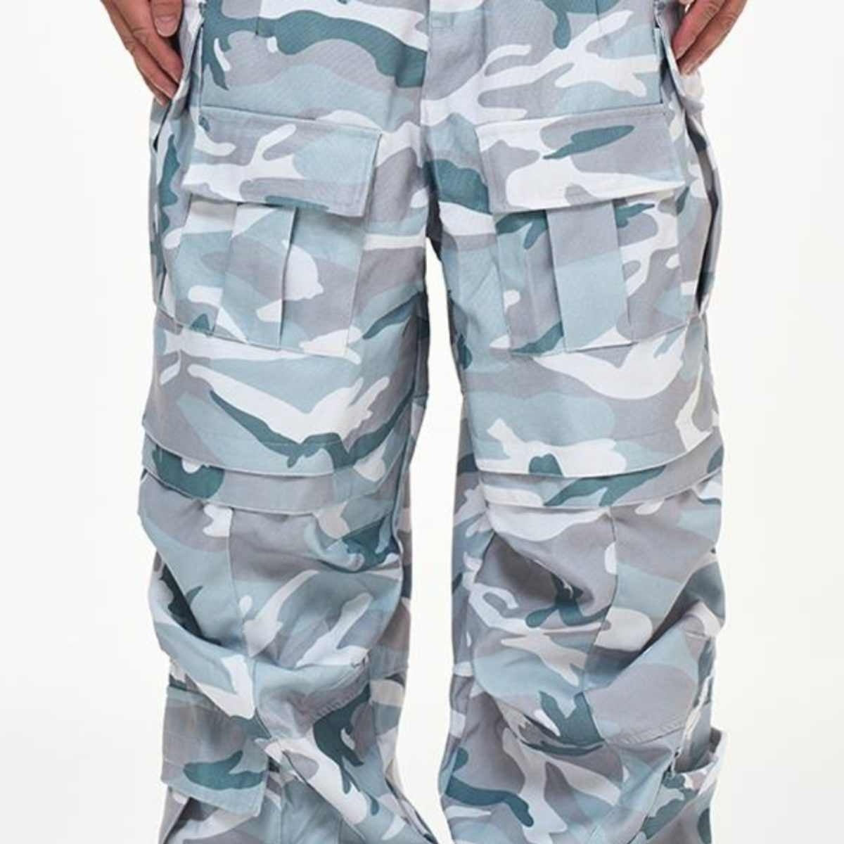 Multi-Pocket Workwear Camouflage Casual Loose Fashion Brand Wide Leg Paratrooper Pants Men - Camouflage / L