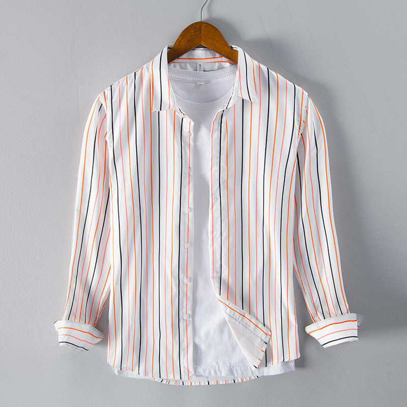Casual Trend Color Striped Shirt - Red / M