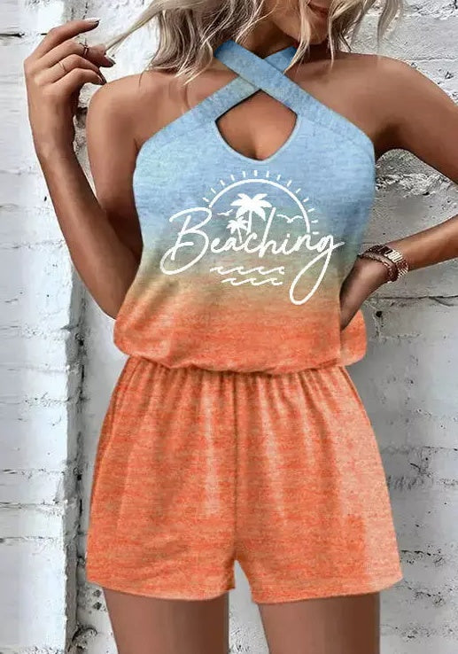Ladies’ Printed Neck Hanging Fashion Jumpsuit - MU / S - 5