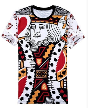 New Men’s Short Sleeved Print Poker King All-Over - XL