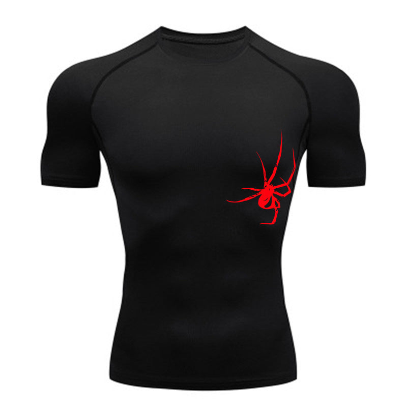 Quick Drying Clothes Sports T-shirt Running Base Clothing Gym Training Tights - Black / S