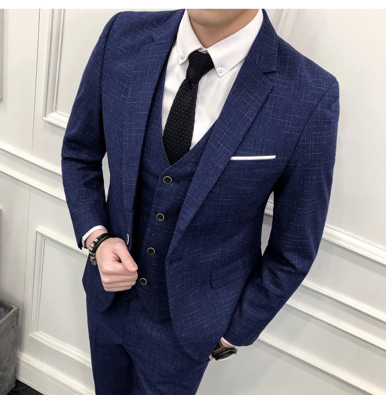 Wedding groomsmen wedding suit men’s suit - Blue / L