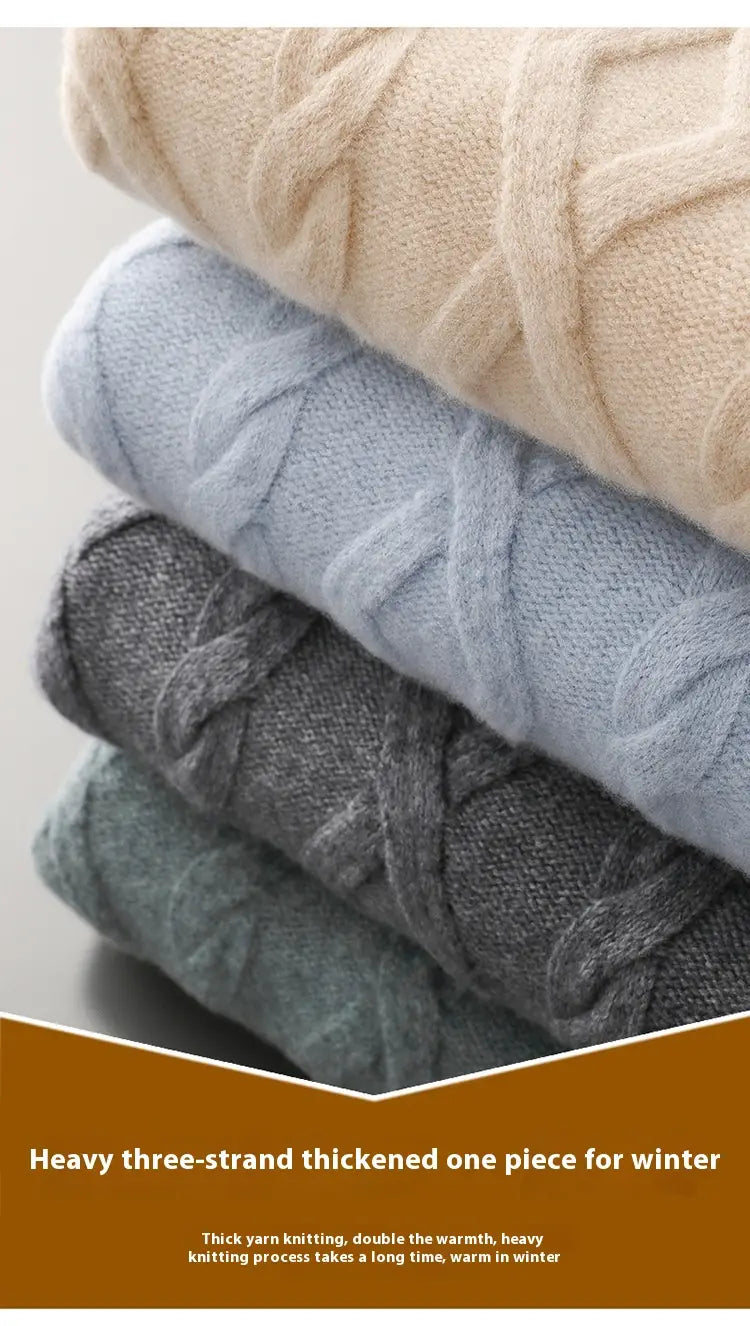 Men’s Thickened Round Neck Sweater Pullover Knitting Bottoming Shirt