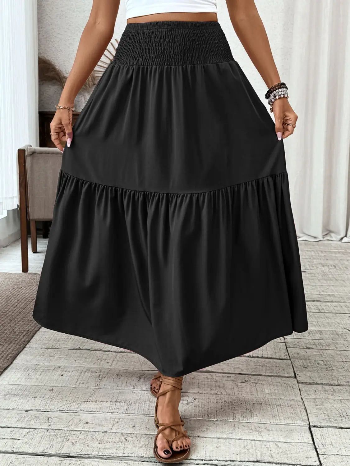 Small Floral Three-layer Long Patchwork Skirt