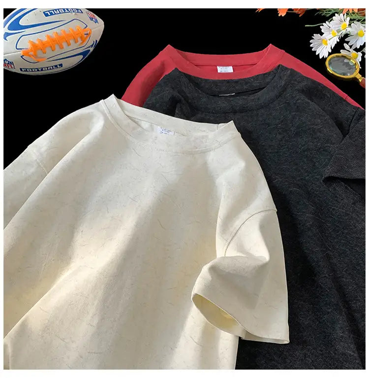 Stone Washed Ice-feeling Tencel Cotton Ice Silk Short Sleeve T-shirt