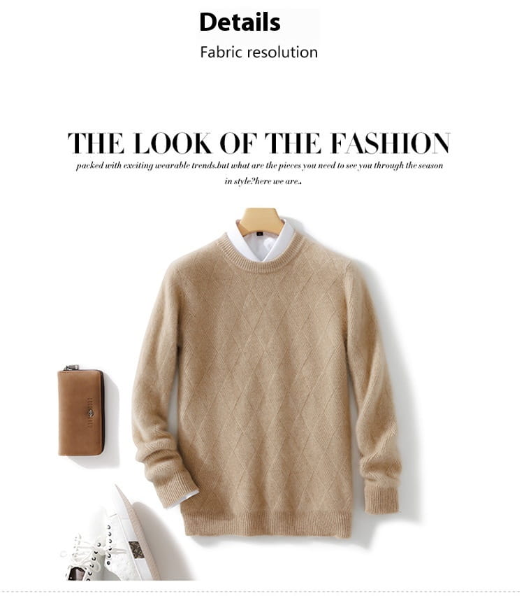 Pure Wool Sweater Men’s Loose Round Neck Sweater Casual Thickening Knitted Bottoming Shirt