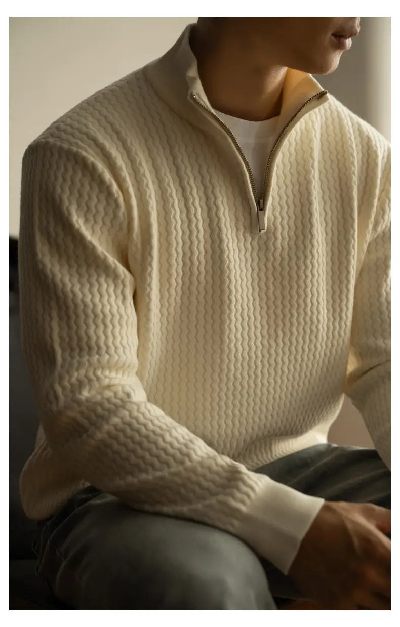 Turtleneck Zipper Sweater Men’s Coat Thick Long Sleeve