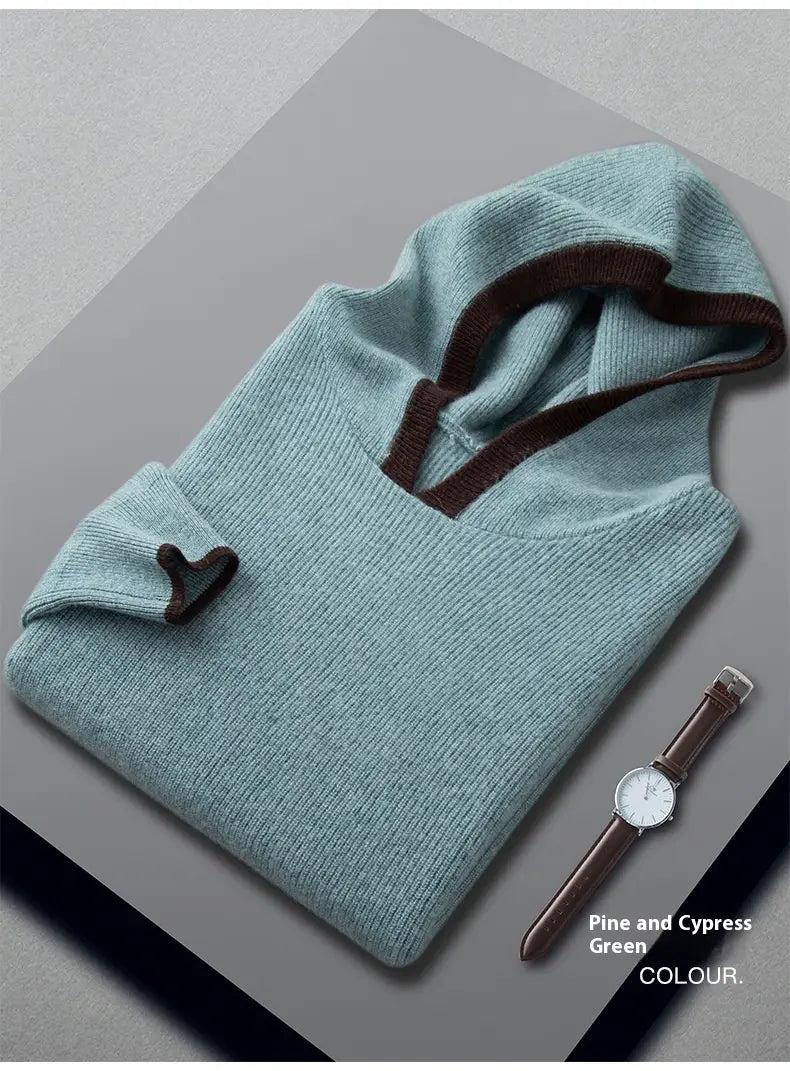 Men’s Loose Ingot Needle Contrast Color Cashmere Sweater