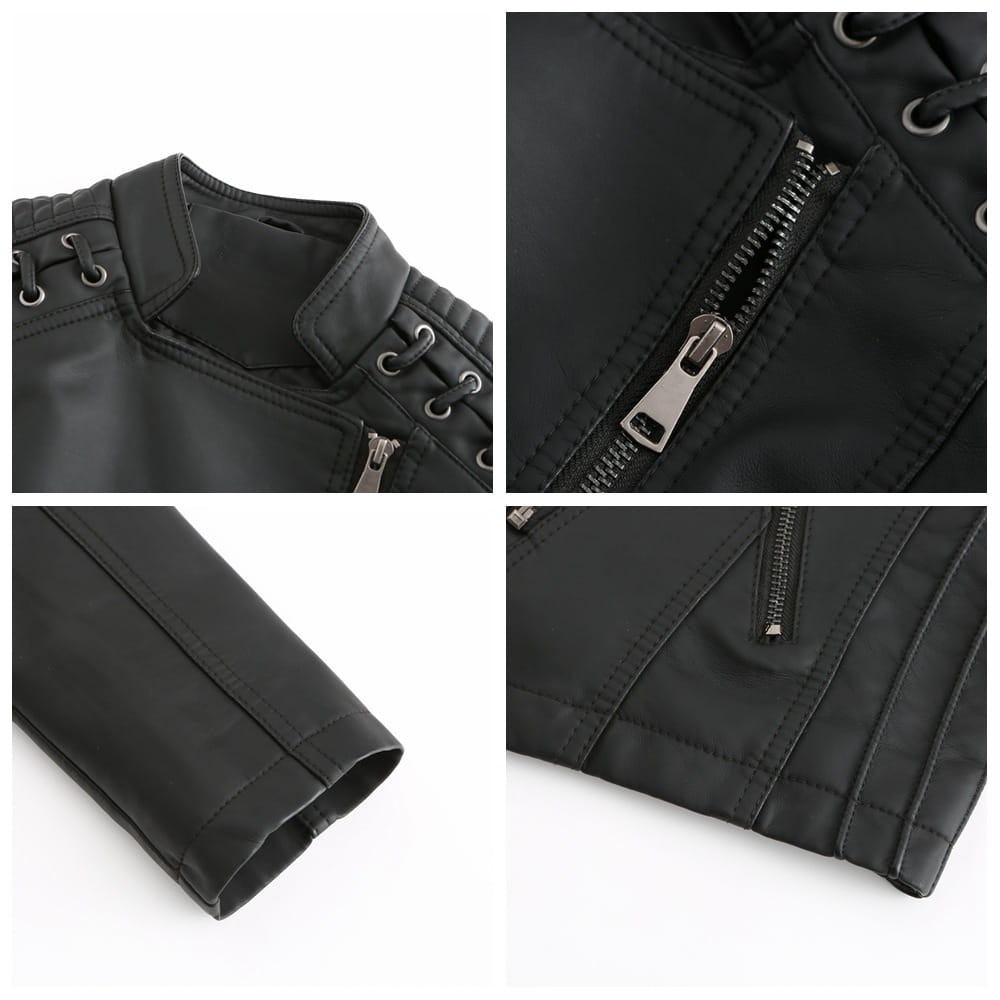 Slim Fit Thin Leather Coat Women’s Motorcycle Clothing