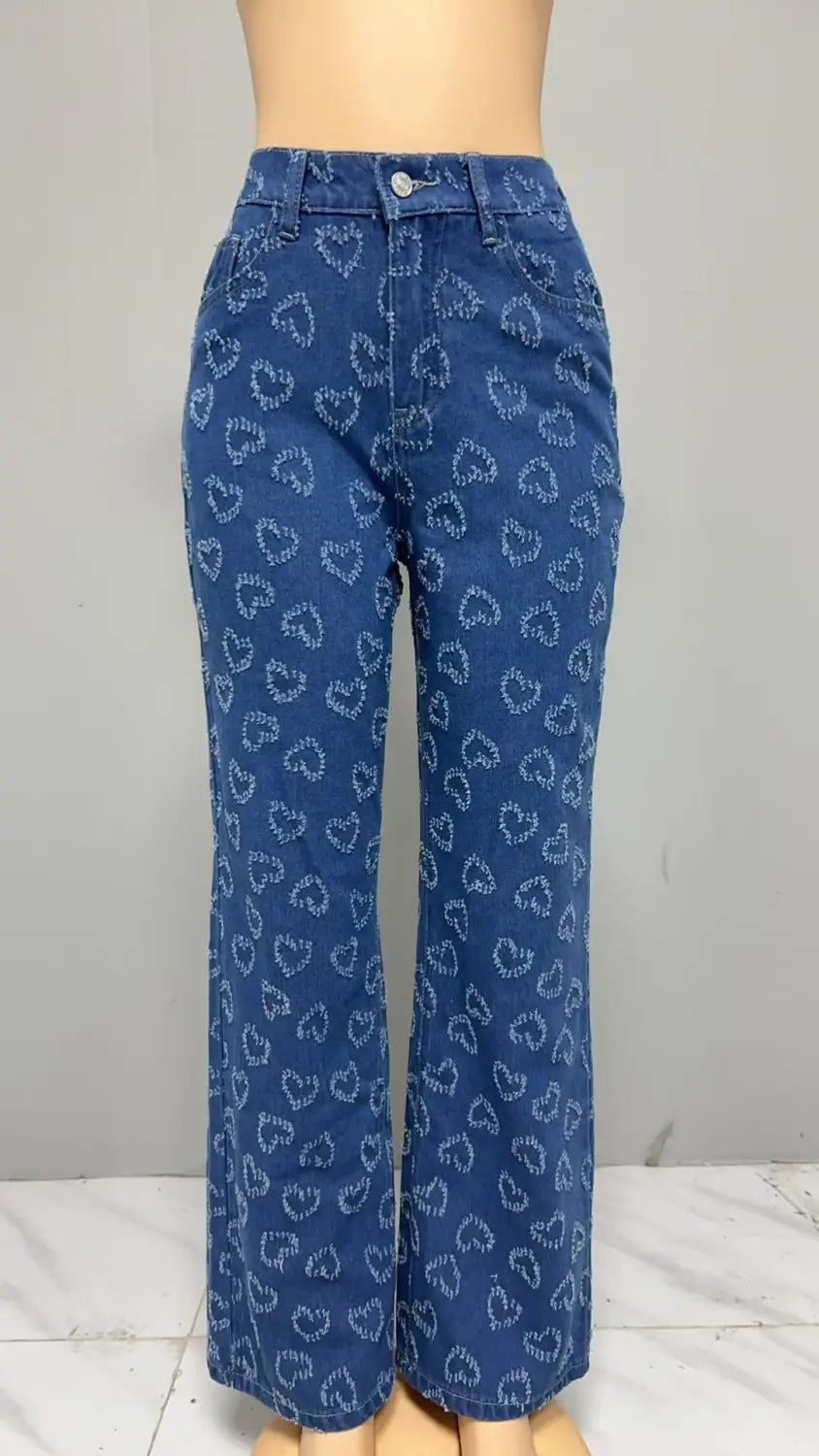 Denim Trousers Love Crochet Wash Straight