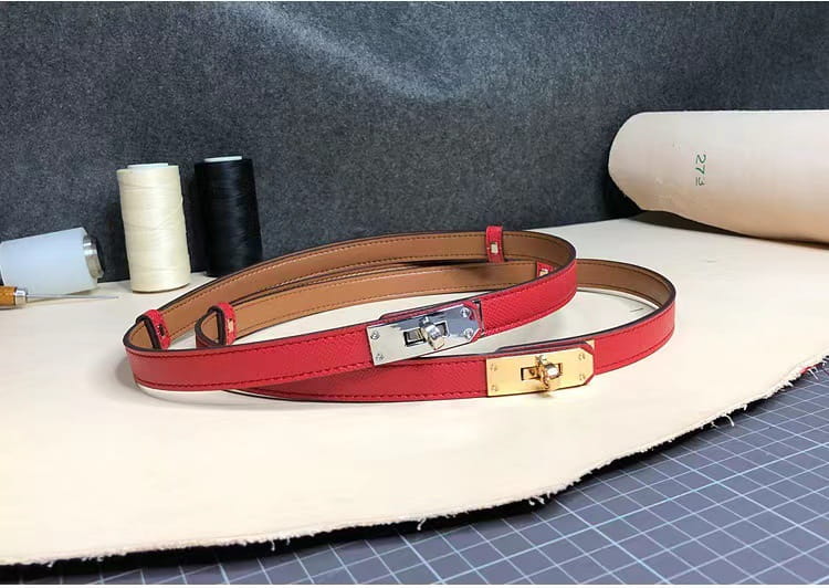 Rotating Buckle Leather Thin Belt All-match Women’s Belt