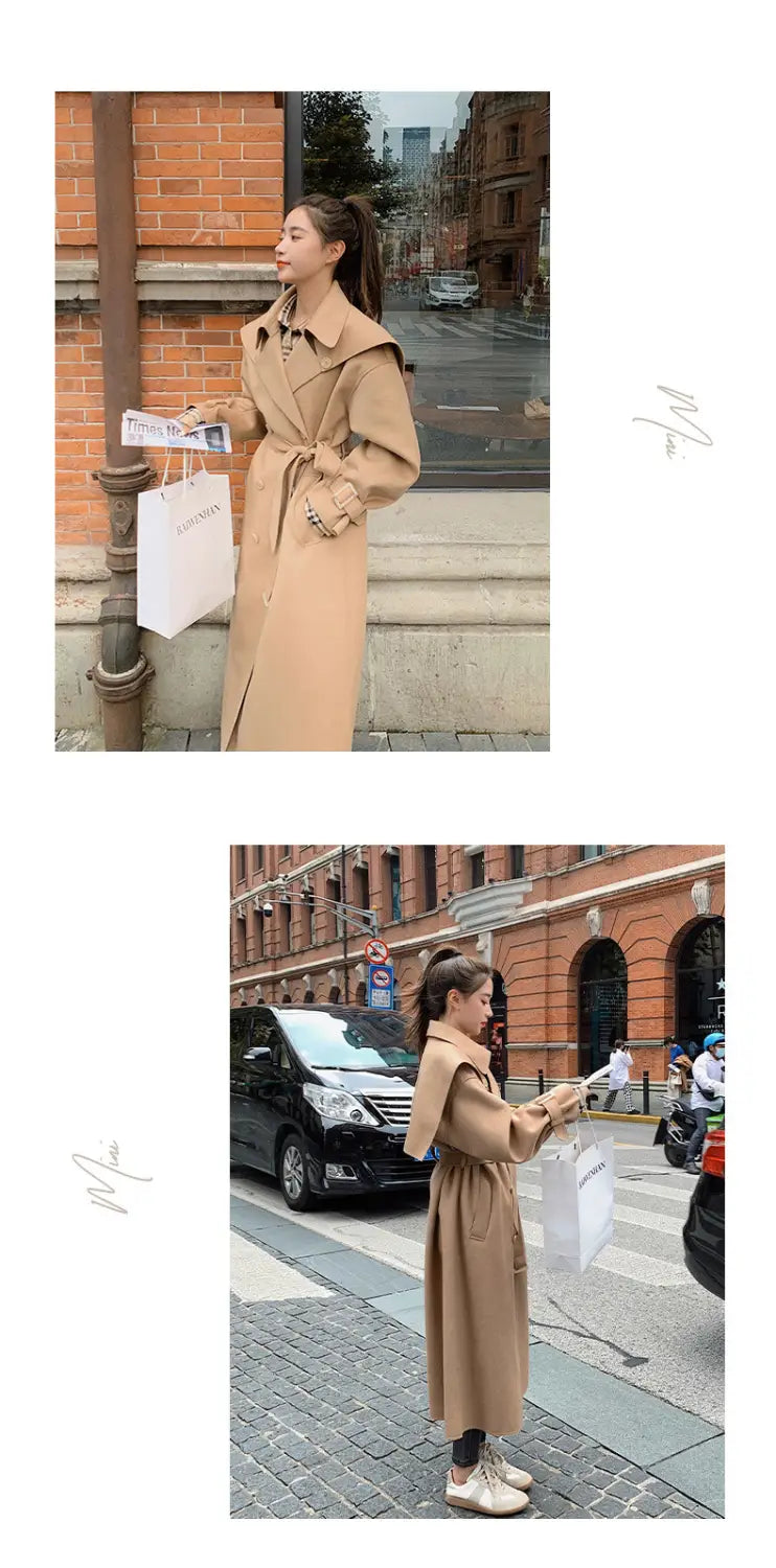 Korean Style Loose Thick Mid-length Temperament Woolen Coat
