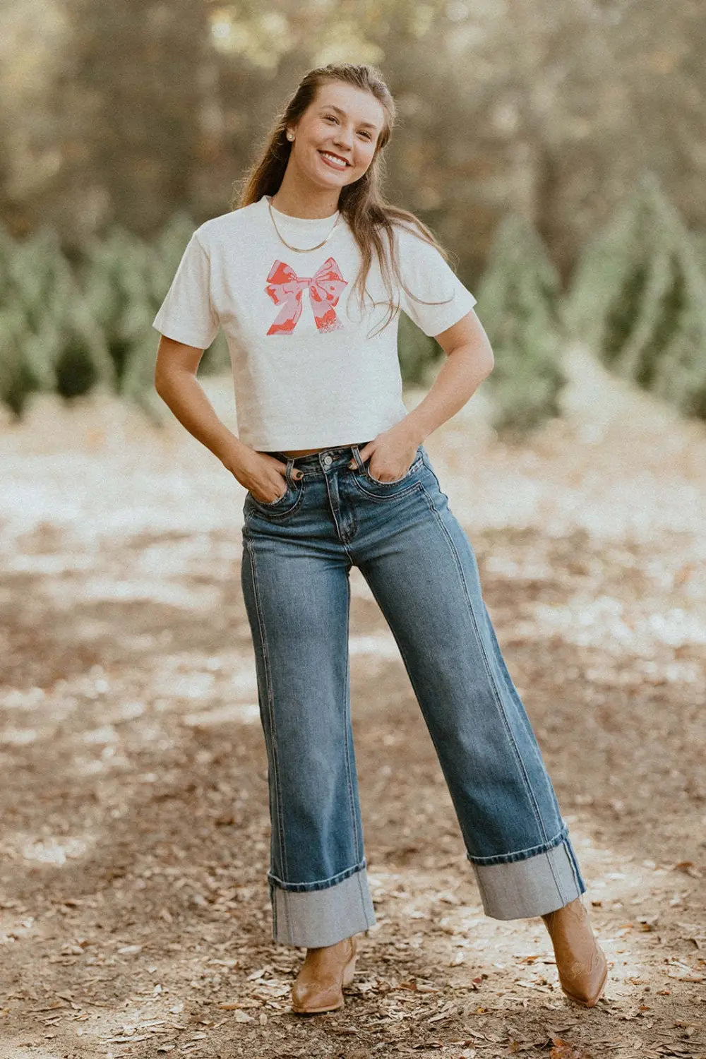 Short Sleeve Top Round Neck Printed White For Girls
