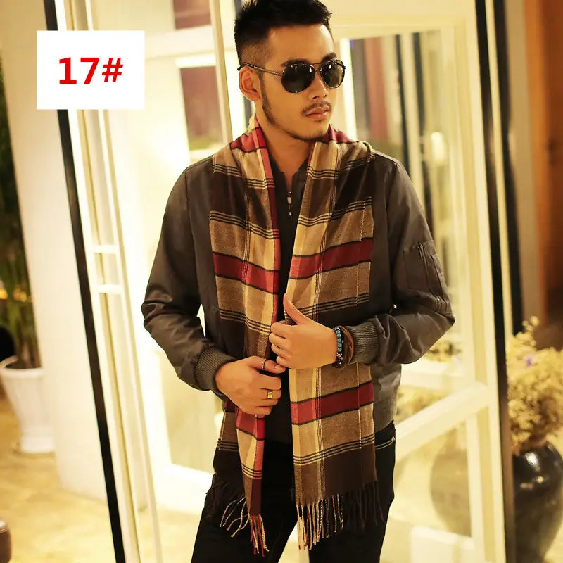 Men’s Fashion Casual Warm Plaid Scarf