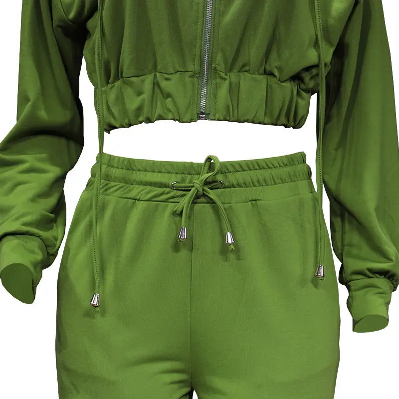 Fashion Long Sleeve Hooded Sports Suit Women