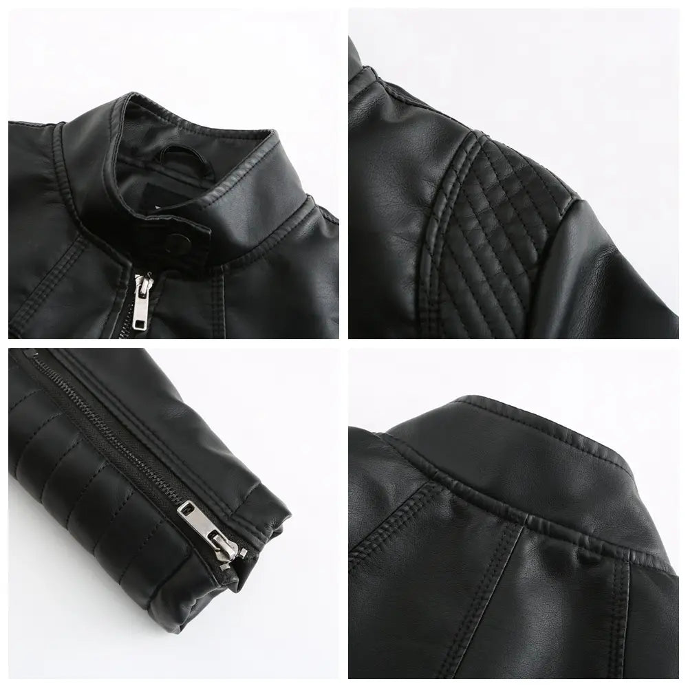 Women’s Leather Thin Motorcycle Clothing Short Chic Women’s Jacket