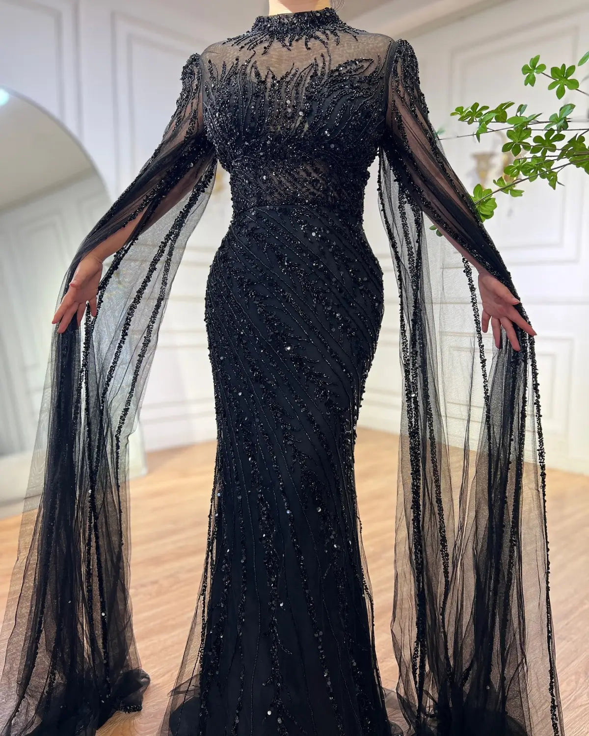Elegant Flying Sleeves High-end Elegant Fishtail Banquet Host Dress