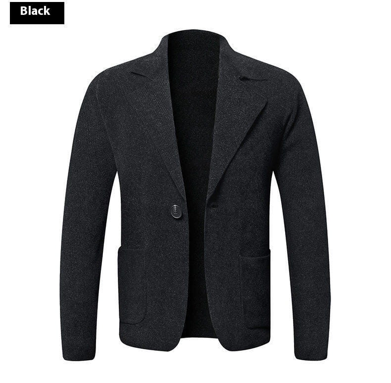 Men’s Solid Color Cardigan Small Suit Knitted Jacket