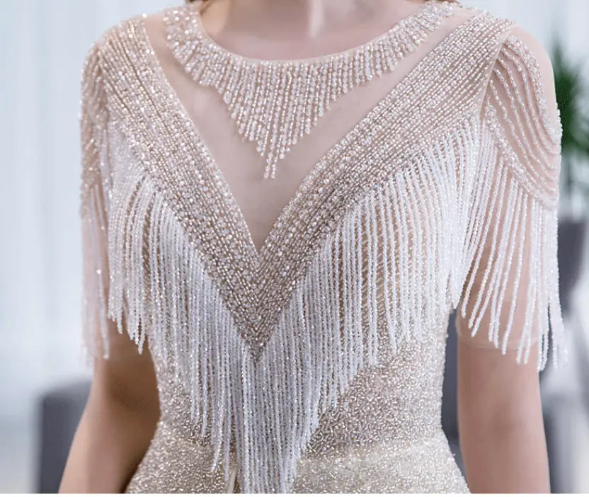 High End Luxury Tassel Fishtail Evening Dress