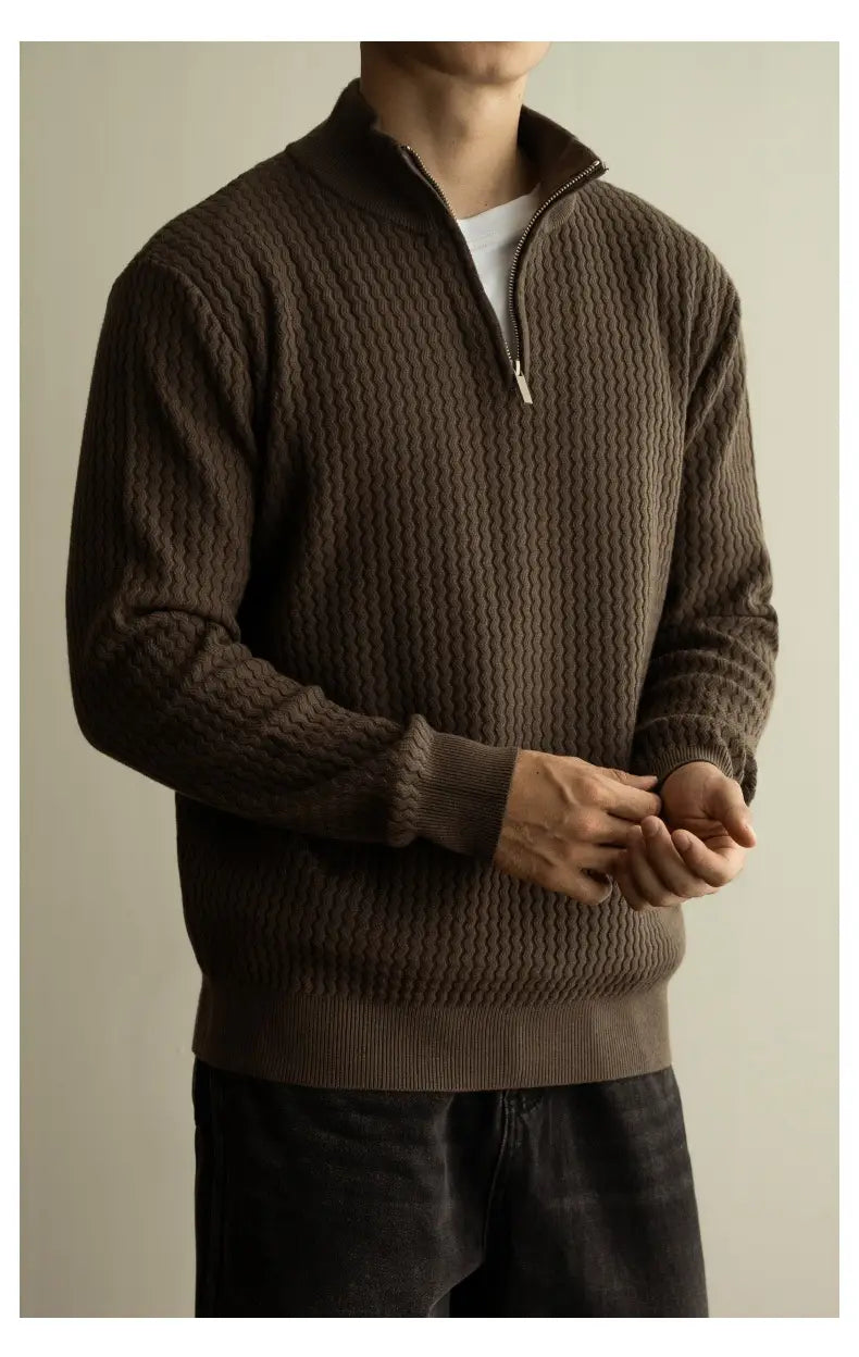 Turtleneck Zipper Sweater Men’s Coat Thick Long Sleeve