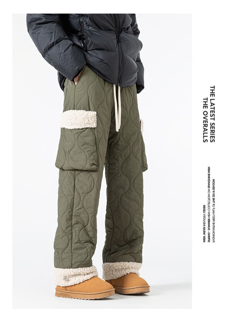 Men’s Quilted Casual Pants Thickened Cold Protection Ski Pants