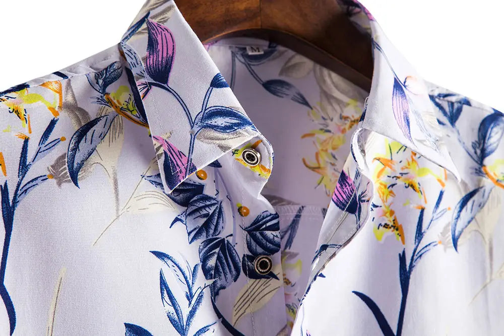 Men’s Short-sleeved Casual Holiday Floral Shirt