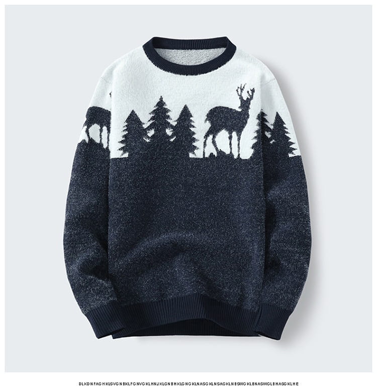 Men’s Round Neck Jacquard Pullover Sweater