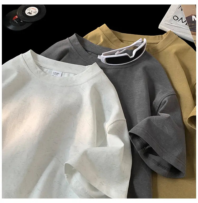 Stone Washed Ice-feeling Tencel Cotton Ice Silk Short Sleeve T-shirt