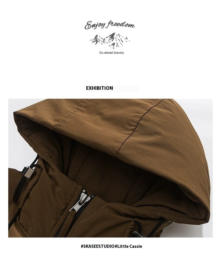 Loose Outdoor Multi-pocket Winter Workwear Hooded Down Jacket