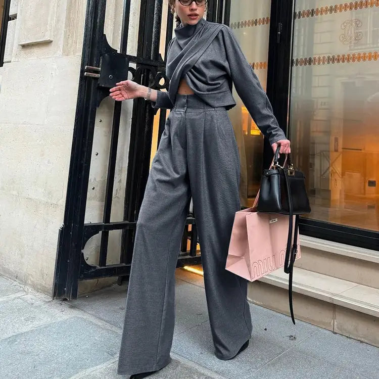 Gray Temperament Trousers High-End Fashion Online