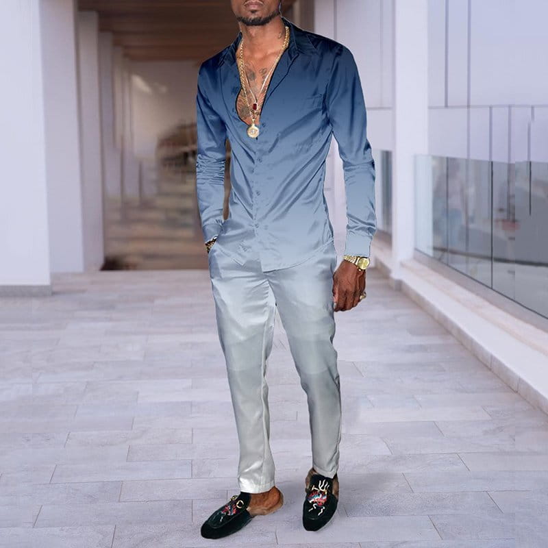 Hip Hop Hong Kong Style Fashion 3D Printing Casual Long Sleeve Shirt Suit